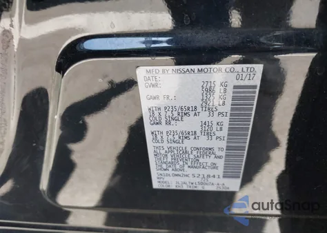 2017 Infiniti Qx60 from USA, damaged, VIN 5N1DL0MN2HC521841